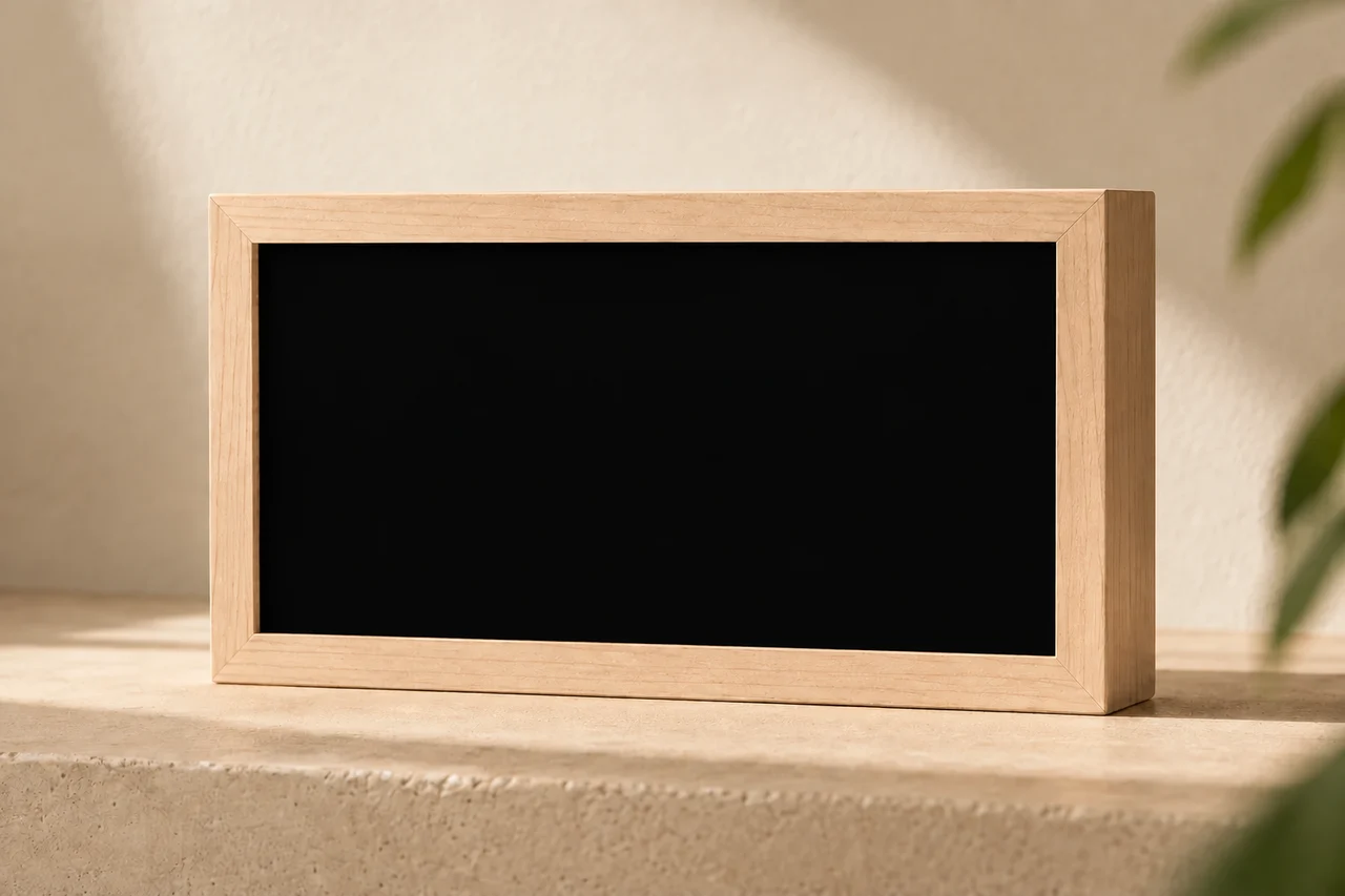 Mach 2 in solid maple on a sunlit shelf